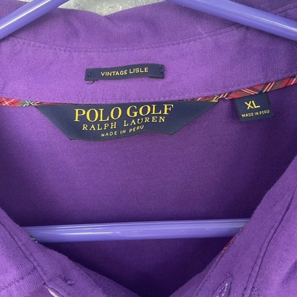 Ralph Lauren Polo Golf Vintage Lisle Short Sleeve Shirt Mens XL Purple - Picture 8 of 11